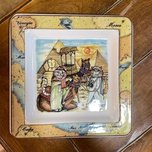 Sakura Tourist Cats 7.5 inch Decorative Plate Made in Italy - Egypt- Pyramids